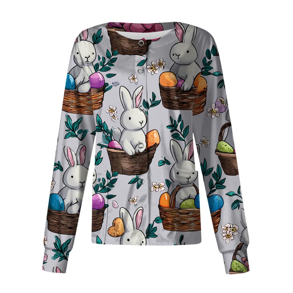 Women's Casual Long-sleeved Single-breasted Printed Protective Clothing Cardigan Top