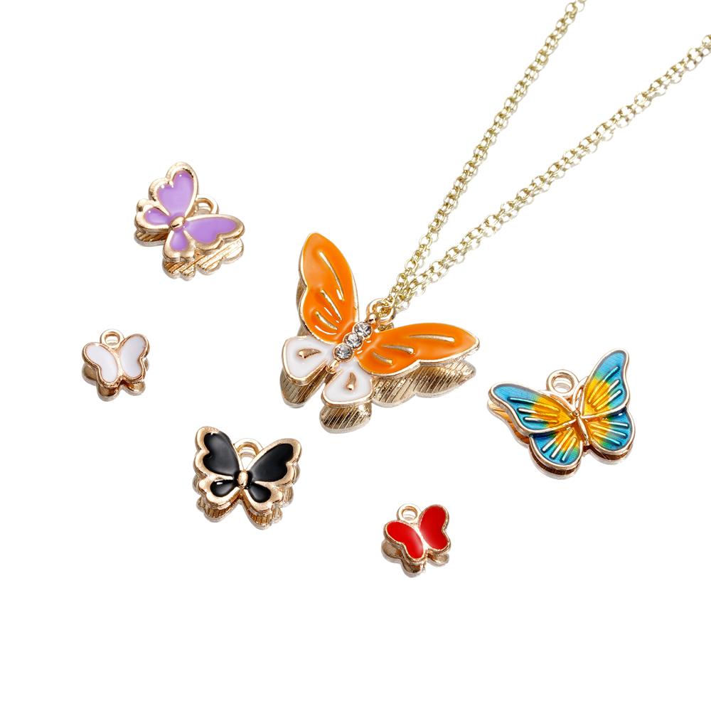 4Pcs/Lot 4 Styles Alloy Metal Drop Oil Butterfly Charms Animal Pendant For DIY Bracelet Necklace Jewelry Making Accessories