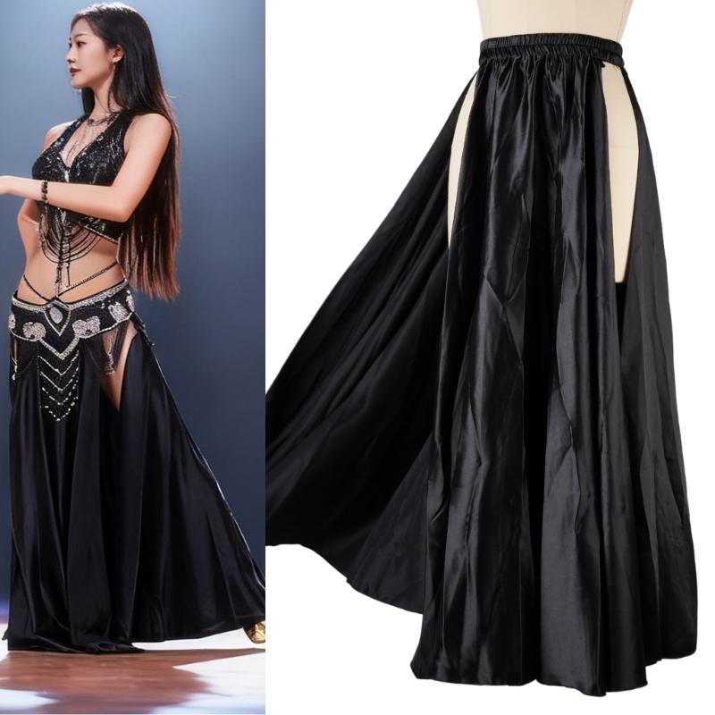 Breathable Satins Split Skirt For Belly Dancing High Flexibility Stage Costume With Flowy Movement Dance Dress