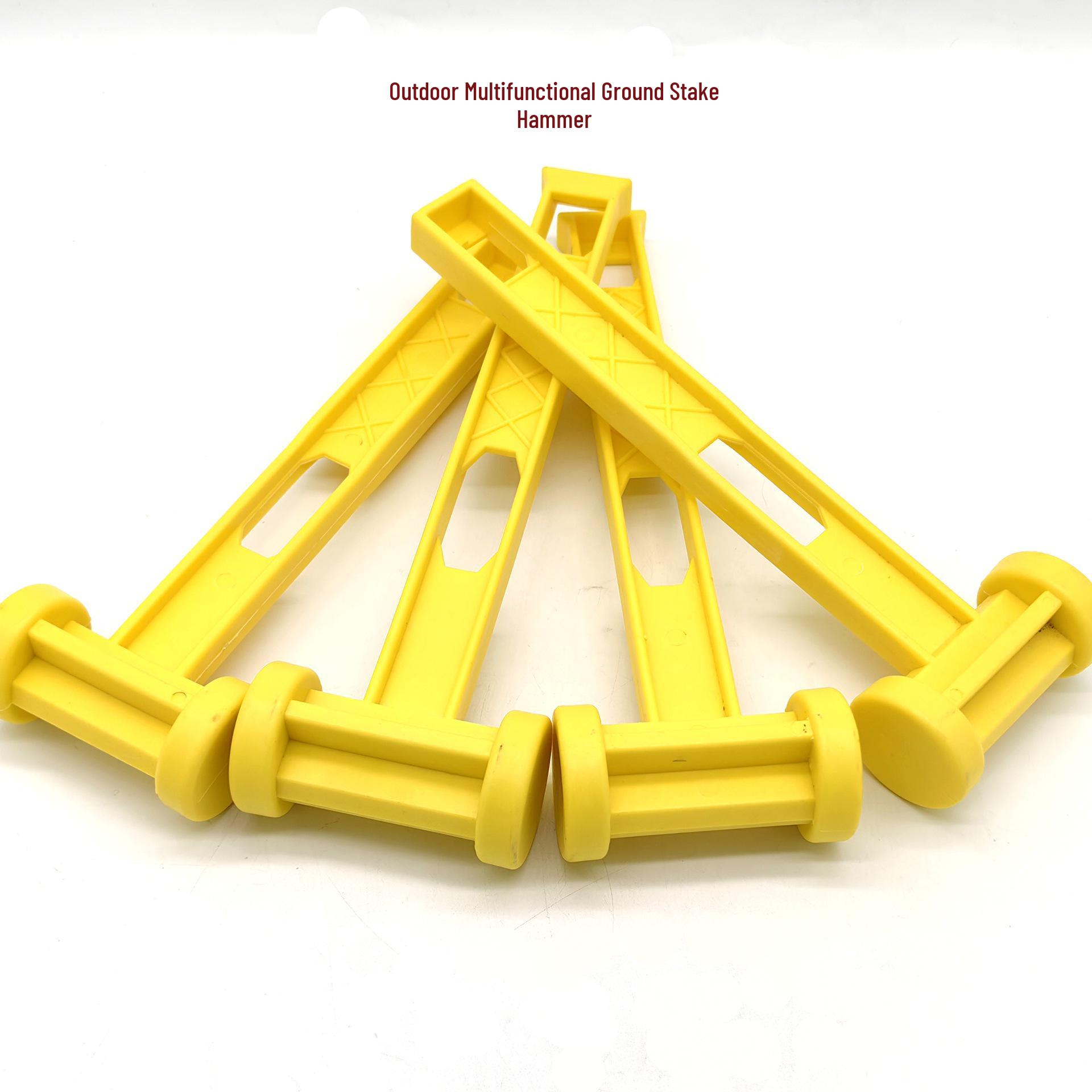Portable Outdoor Camping Ground Peg Hammer - PE Engineering Plastic Tent Awning Tool Small Yellow Hammer