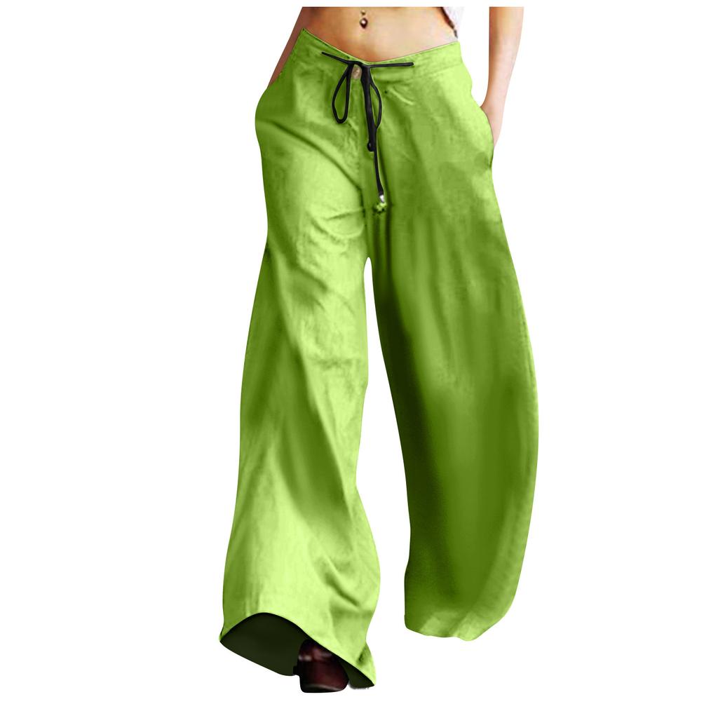 Women's Fashion Retro Casual Loose Drawstring Wide Leg Sweatpants With Pockets