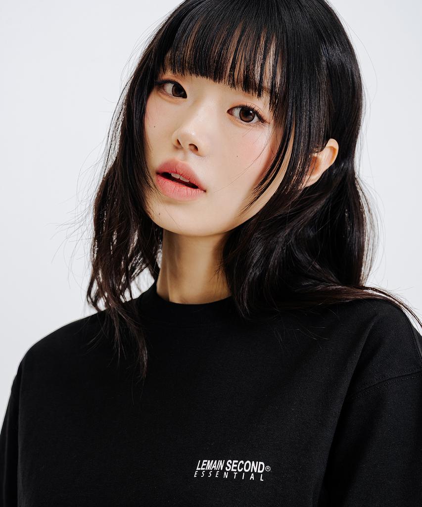 LEMAIN SECOND Basic Logo Print Oversized Short Sleeve T-Shirt [Black]