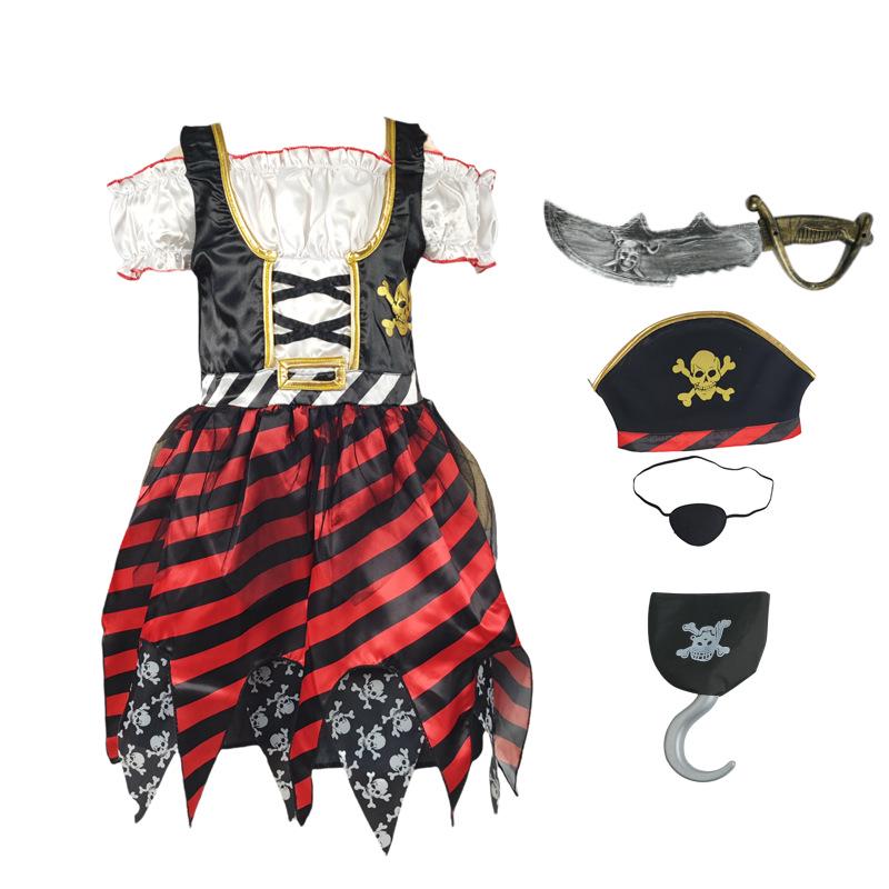 Captain Jack Sparrow Piratenkostüm für Kinder - 3-teiliges Halloween Cosplay Outfit