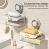 Wall Mounted Drain Soap Rack Double-layer Bathroom Storage Rack Durable Soap Box