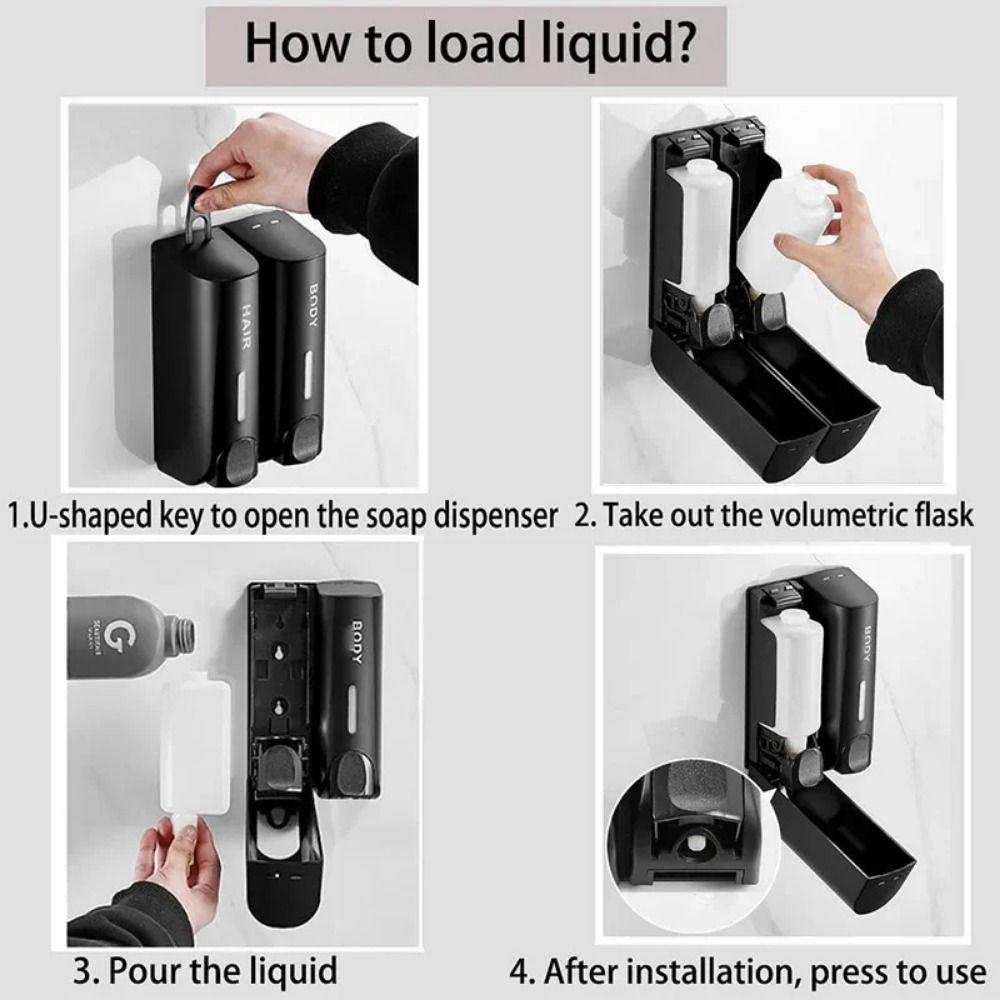 Refillable Wall Mounted Soap Dispenser Manual Press Hand Soap Jar Hand Sanitizer Holder Kitchen