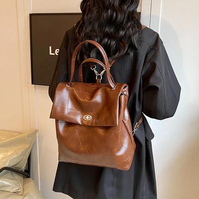 Large Capacity Ladies' Backpack Retro PU Bag Casual Traveler Advanced Sense