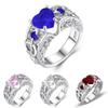 Elegant Women Ladies Rhinestone Princess Heart Shape Jewelry Wedding Ring