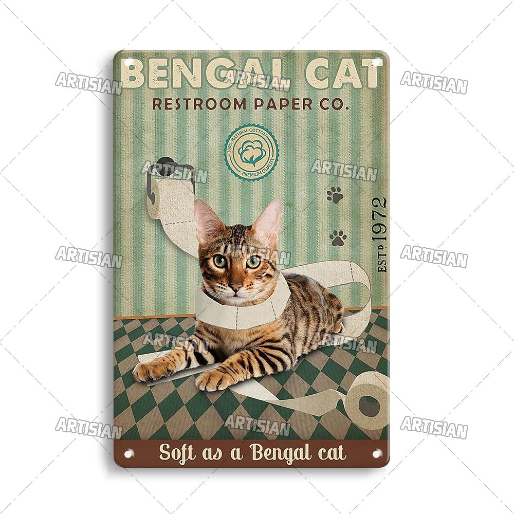 Artisanisches Tier Schwarze Katze Retro Metallposter Lustiges Haustier Vintage Dekorative Blechplakette Garage Bar Pub Club Man Cave Wanddeko