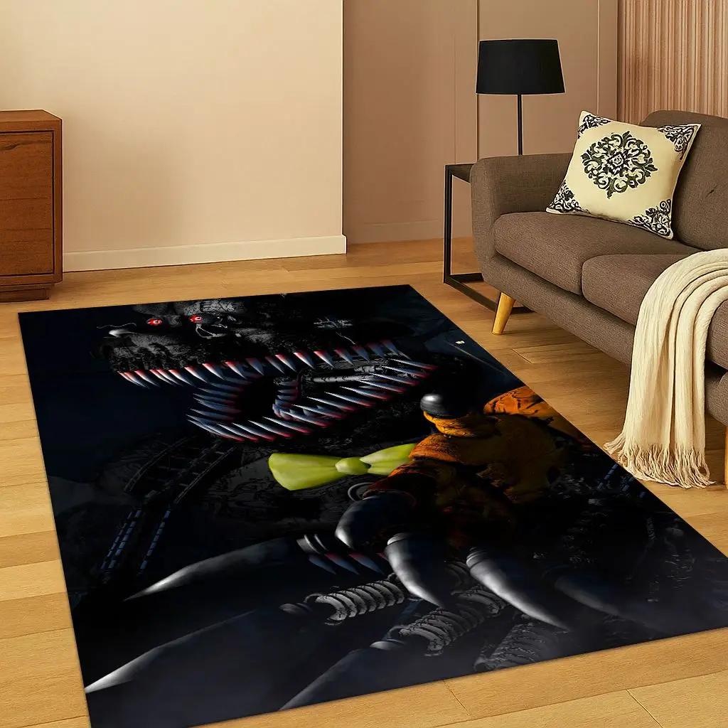3D F-FNAF Game Cartoon Carpet Rug for Bedroom Living Room Sofa Doormat Home Decor,Kids Game Area Rug Non-slip Christmas Gift