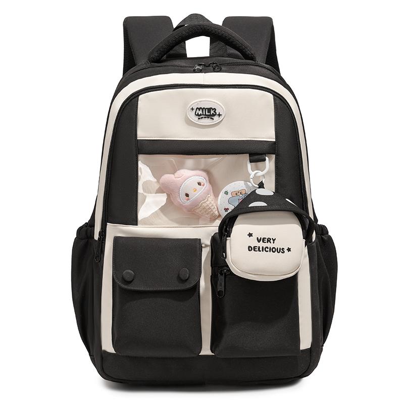 Contrast Color Student Backpack Large Capacity Schoolbag Women's Backpack