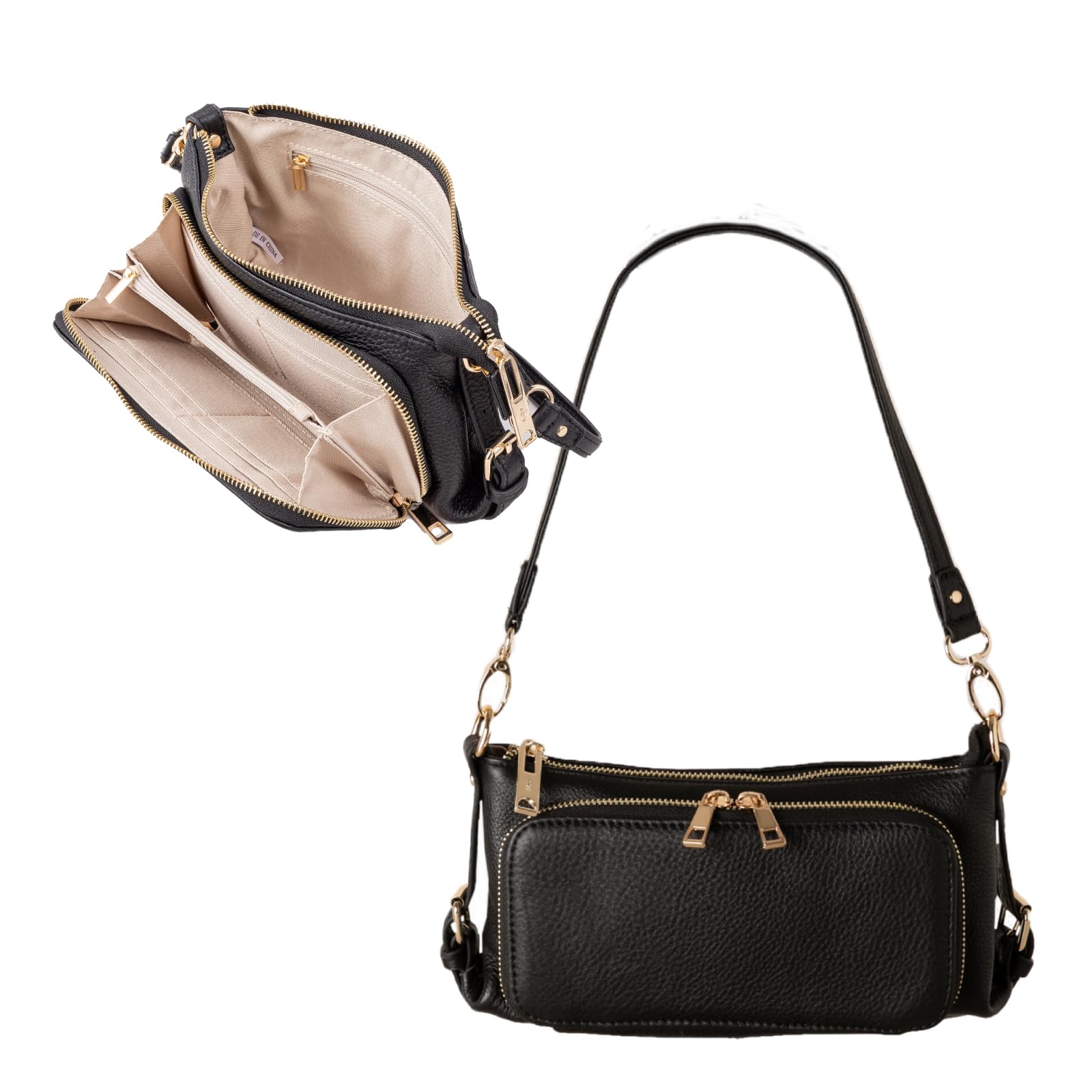 

BAG since Imai Bag QUAY Wallet Pouch Genuine Leather Shoulder Bag Leather Bag Wallet Pochette 44460NN Black [IMAI 1977] Women s чорний