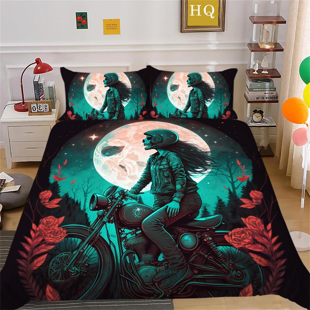 3D Skull Head Beauty Bedding Set Quilt Cover Pillow Cover Bedding Set AU King Full Size Single/Double Bed Home Decoration