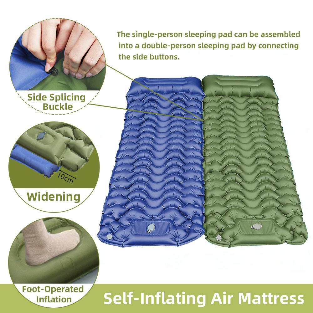 Customised Inflating Camping Air Mattress Foot Pump TPU Ultralight Sleeping Mat TPU Folding Sleeping Pad for Hiking Tent Outdoor