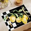 Lemon Tree Placemat Set With Checkerboard Design And Inspirational Quotes For Kitchen Table Fork And Knife Placement