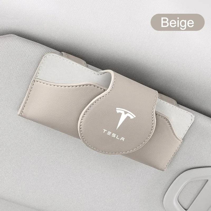 Car Sticker Tesla New Leather Car Glasses Case Sunglasses Storage Box Clip For Tesla Model 3 Model S X Model Y Roadster SpaceX A