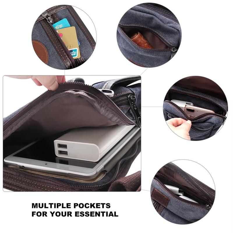 Men's Motorcycle Bag Waterproof Portable Canvas Motorcycle Drop Leg Bag Multifunctional Outdoor Sport Riding Waist Shoulder Bag