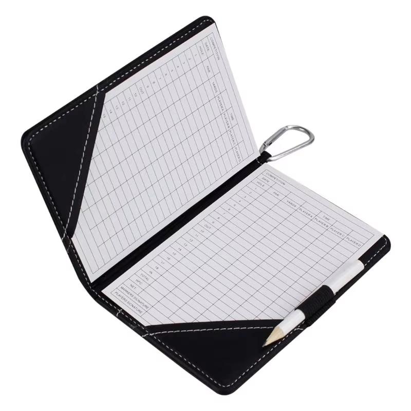 

Portable Golf Notebook Leather Golf Scorecard Book Golf Journal Yardage Book for Sports Outdoor Golf Club Accessories One Size чёрный