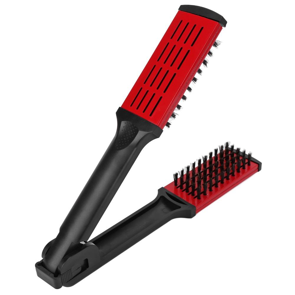Anti Static Hair Straightener Brush Hollow Breathable Design Double Sided Brush  For Home