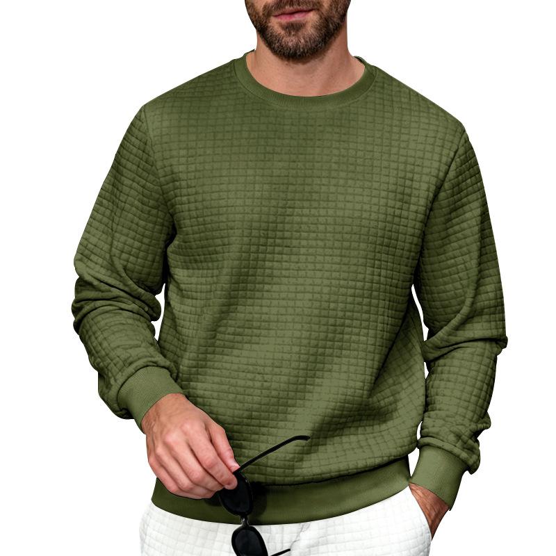 Men S Casual Long Sleeve Crew Neck Textured Pullover Sweatshirt