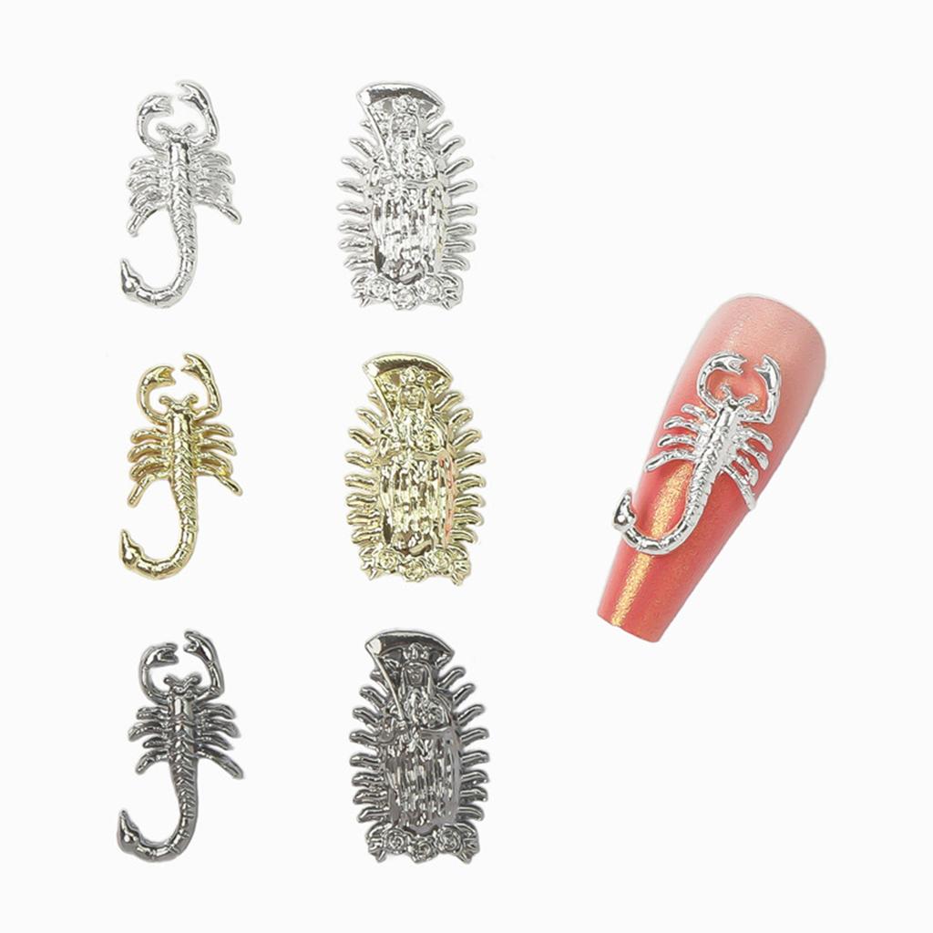 Embossed Nail Charms 3D Scorpion Nail Art Accessories for DIY Nail Art Design Nail Art Decoration Jewelry Making