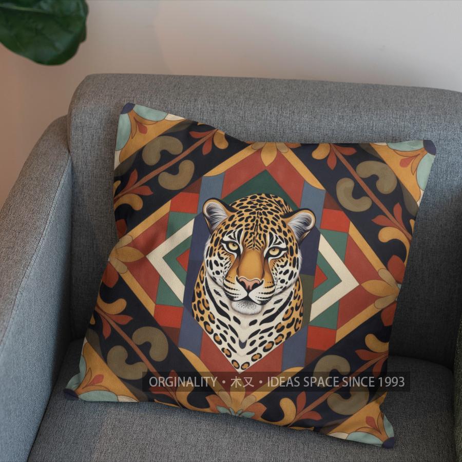 2D Exquisites Muster Leopardenmuster Wurfkissen Muster Kissenbezug Geeignet für Sofa Schlafzimmer Auto Kissenbezug