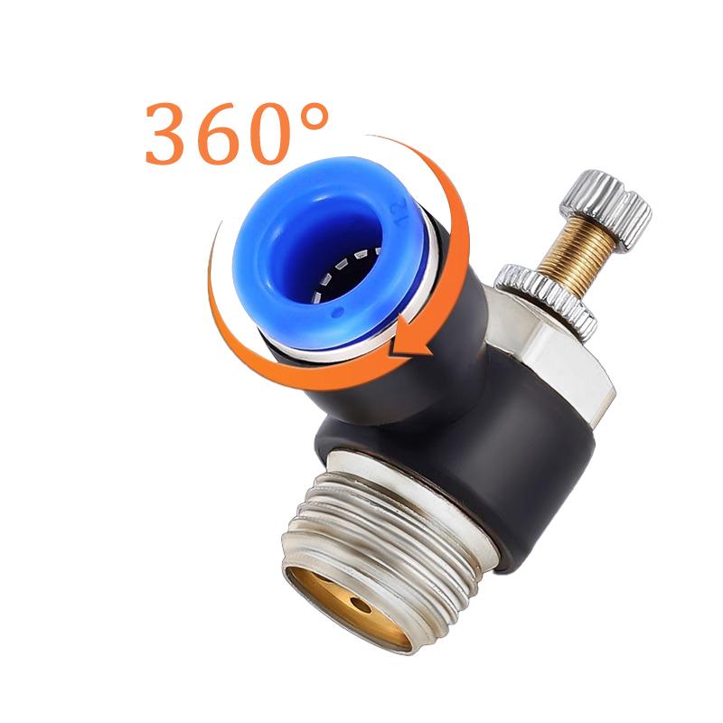 SL 4 6 8 10 12mm Air Valve Pneumatic Quick Valve Connector M5'1/8' 1/4' 3/8' 1/2 Regulator Throttle Speed Controller Valve Ventilation Valves 4