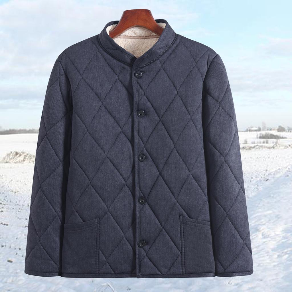 Men Winter Jacket Velvet Fleece Button Light Thin Keep Warm Jacket