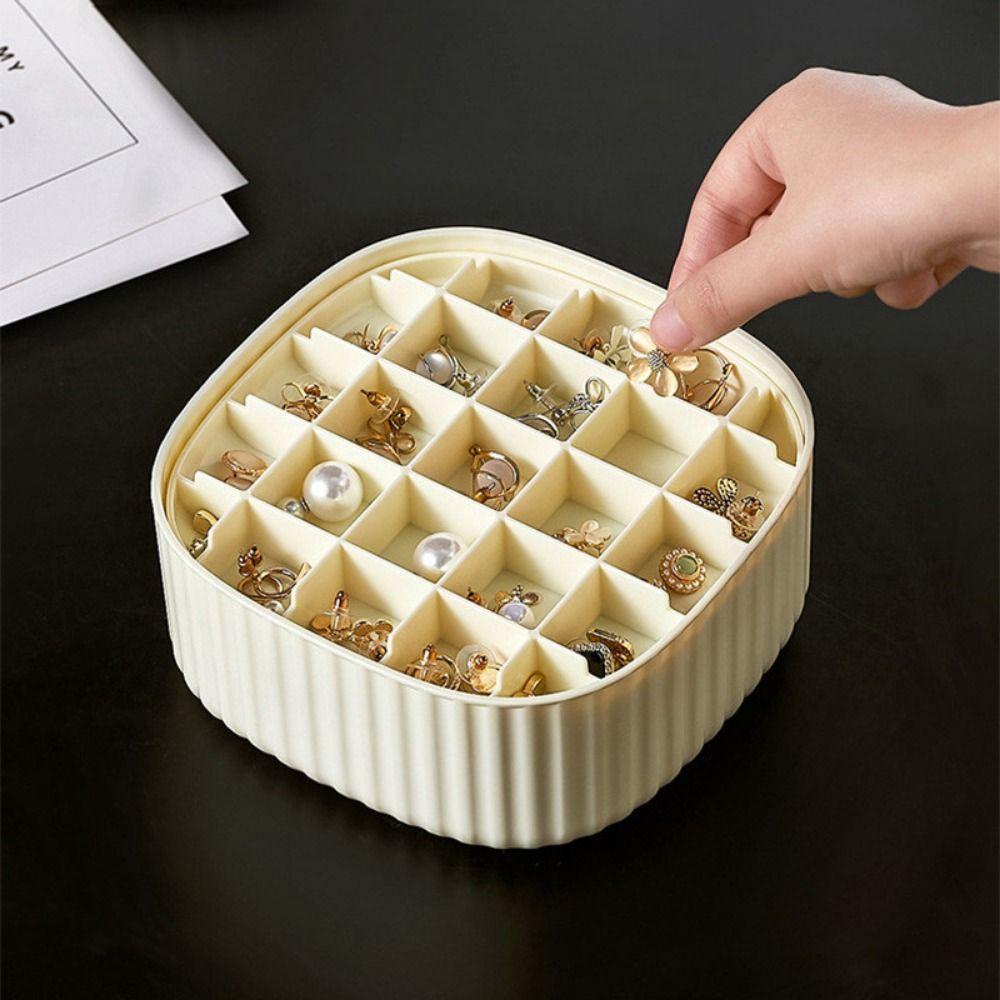 Multi-Compartments Earrings Storage Case Transparent Lid Travel Jewelry Holder  Rings