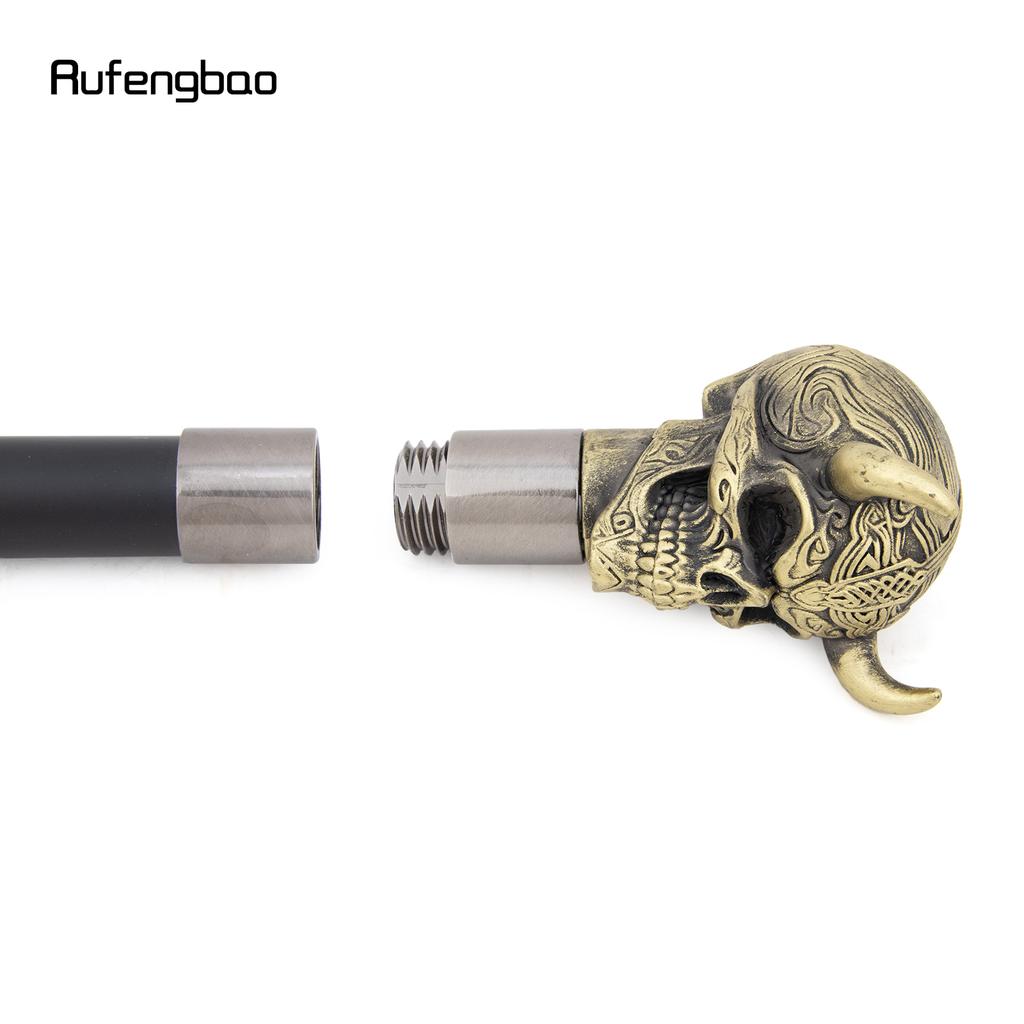 Yellow Horn Cattle Resin Skull Head Walking Cane Fashion Decorative Steel Stick Gentleman Skull Performance Stage Cane 93cm