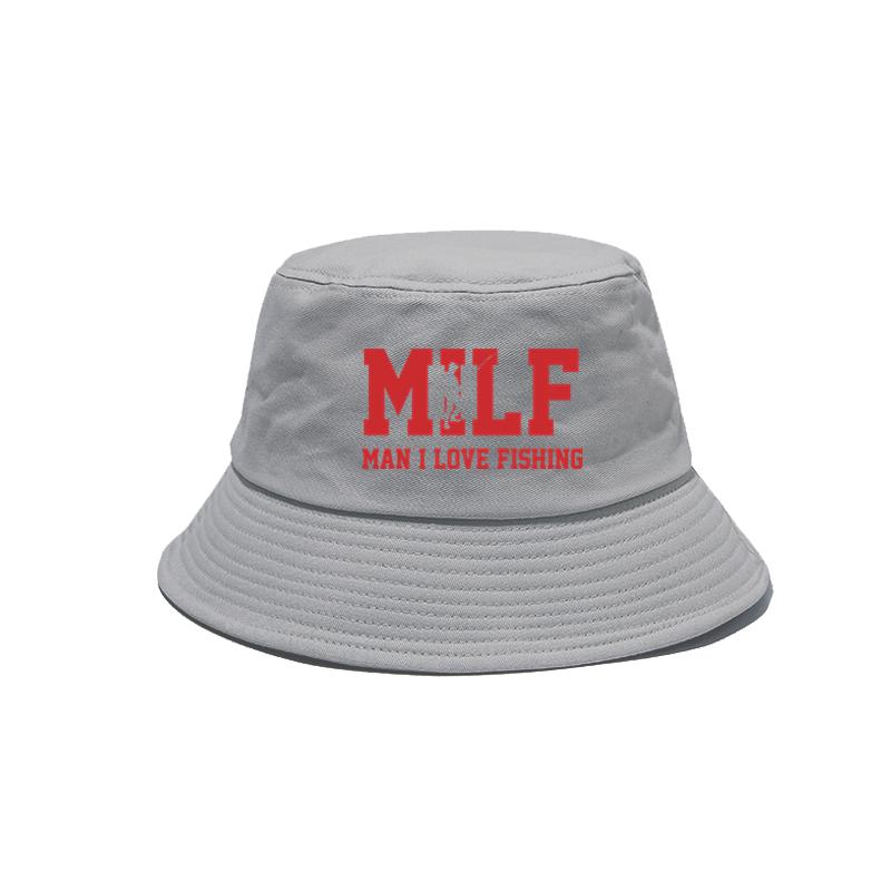 MILF Unisex I Love Fishing Bucket Hats Cool Summer Fishing Caps Outdoor Summer FisherUnisex Hats MZ-234