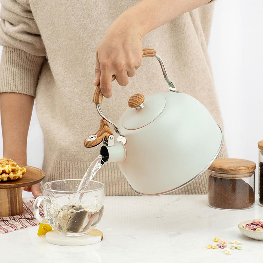 2.5L Stainless Steel Whistling Tea Kettle Food Grade Tea Pot for Make Tea Boil Water Compatible with Gas Stoves Induction Cooker