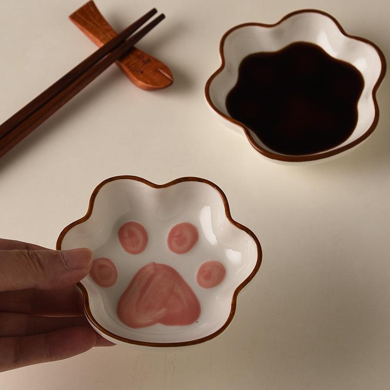 Cat Claw Flavor Dish Cute Ins Cartoon Creative Dish Home Seasoning Ceramic Small Dish Desktop Atmosphere Decorative Dish