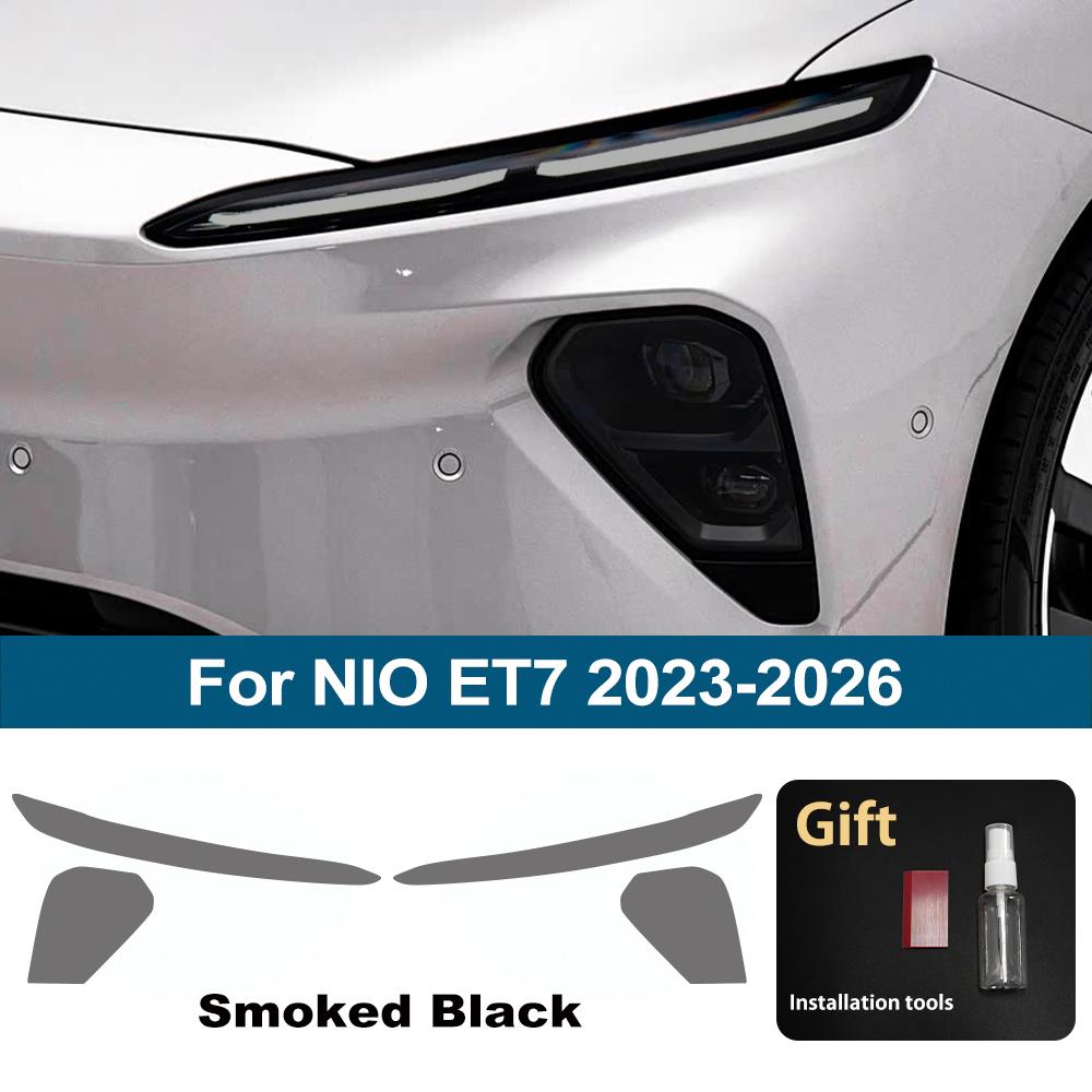 Premium High-Gloss Smoke Black TPU Car Headlight Protection Film for NIO ET7 2026-2026 Pre-Cut PPF Anti-Scratch Vinyl Film Kit