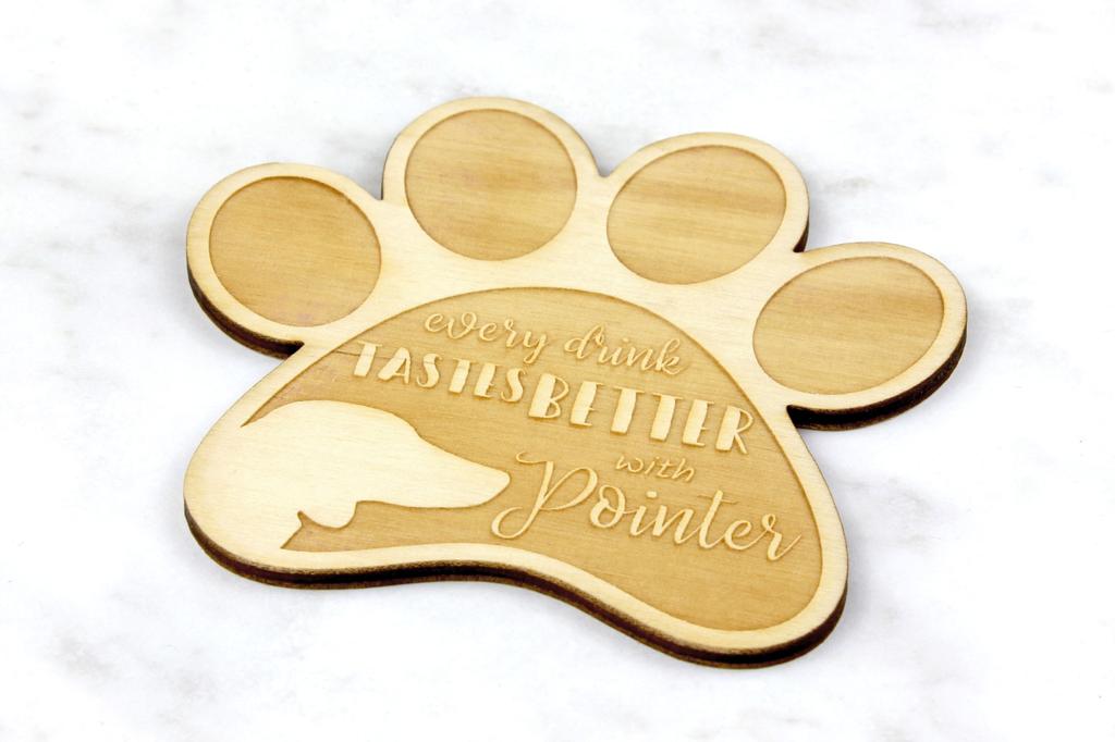 English Pointer - Bardak altlığı, köpekli gravürlü bardak altlığı, Art-Dog markasının köpek severlere hediyesi