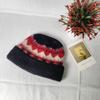 Handmade Ethnic Style Jacquard Knitted Pot Hat Women's Autumn and Winter Versatile Warm Face Small Curling Thickened Wool Bucket Hat
