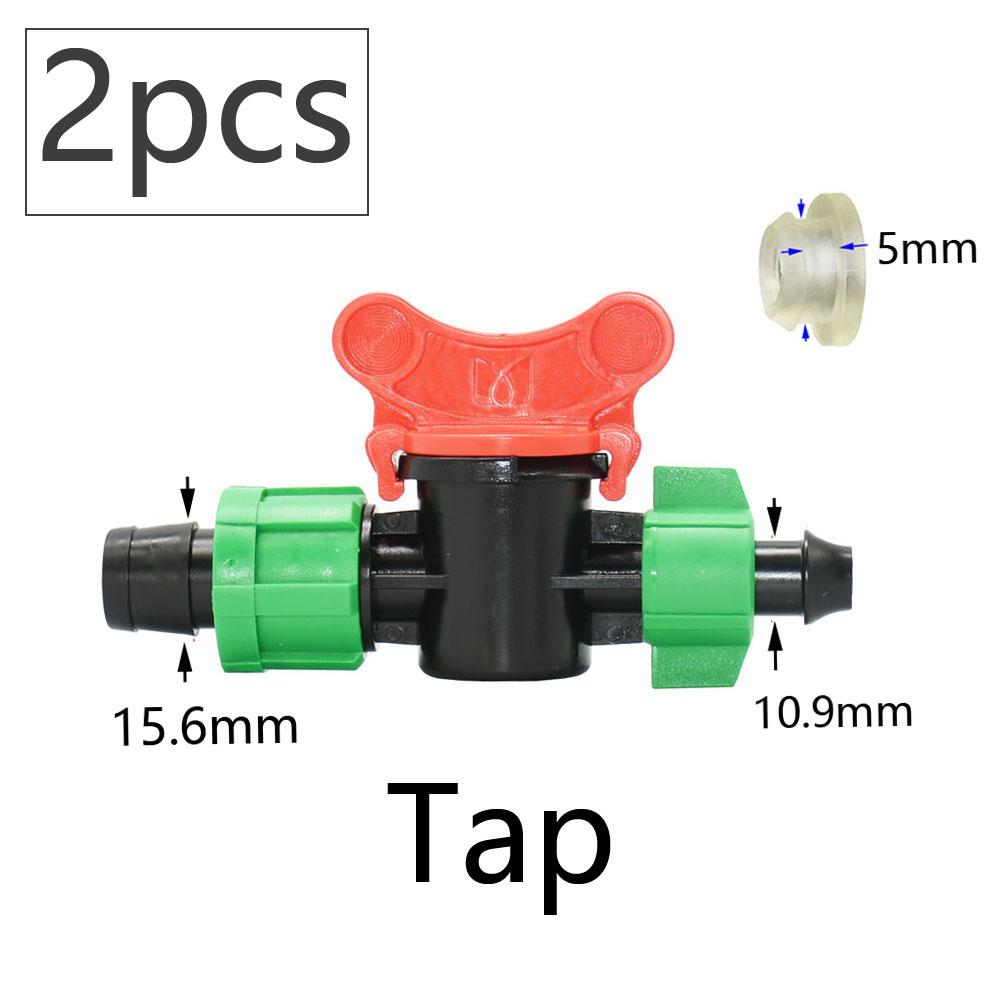 16mm 5/8'' Nastro per Irrigazione a Goccia Valvola di Intercettazione Gomito Raccordo a T Tappo Terminale Connettore a Blocco Filettato Tubo per Irrigazione da Giardino Giunti per Tubo Flessibile