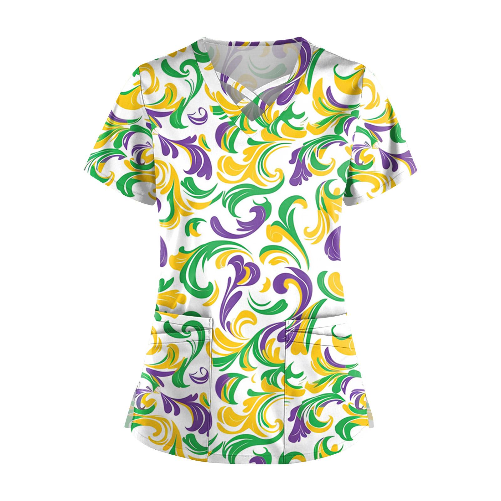 

Женский топ с коротким рукавом, ступенчатым V-образным вырезом, принтом и карманом, быстросохнущий XXXL жёлтый