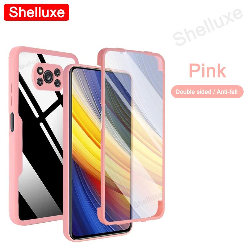 360 Heltäckande Framsida+Baksida Genomskinligt Skal Shelluxe För Xiaomi POCO X3 Pro X3Pro X3NFC PocoX3 NFC Dubbelsidigt Silikon Telefonfodral