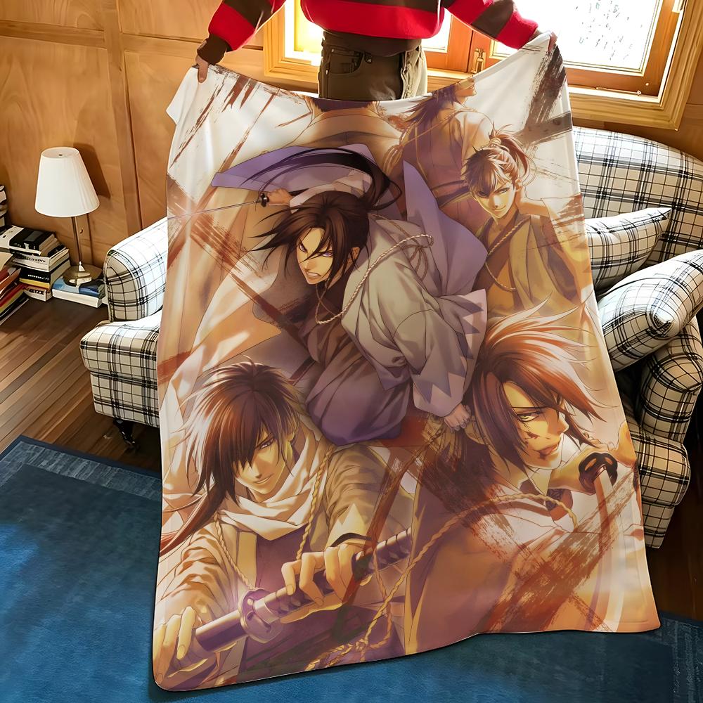 Anime H-Hakuoki Throw Flannel Cozy Print Blanket, Portable, Durable Machine Washable cute Cool