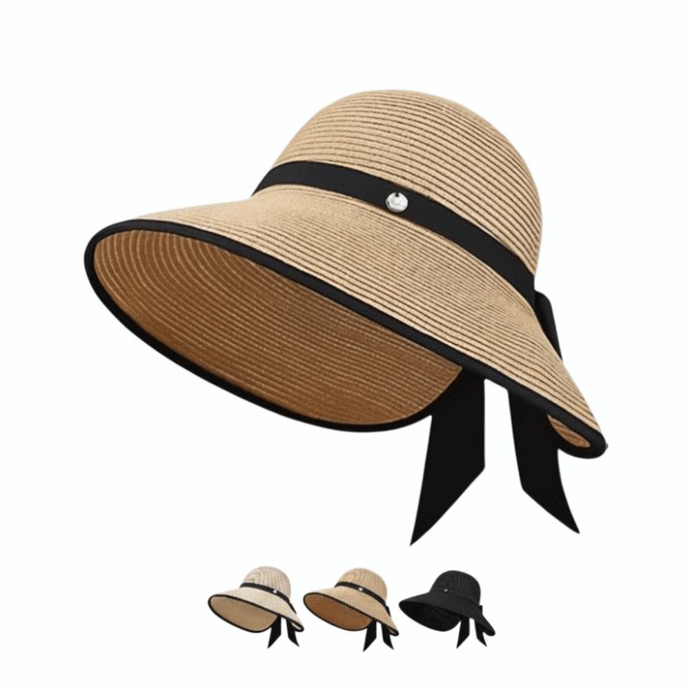 Large Brim Summer Straw Hat Bowknot Design Wide Brim Hat Elegant Empty Top Sun Hat for Women