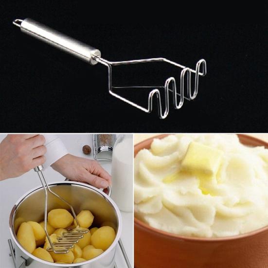 Stainless Steel Wave Shape Potato Masher Fruit Cutter Crusher Kitchen Supply