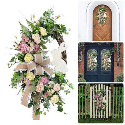 Oster-Haustürkranz Frühlingskranz Kreuzkranz Hängende Haustür Osterdekorationen Künstlicher Kranz 2025 NEU