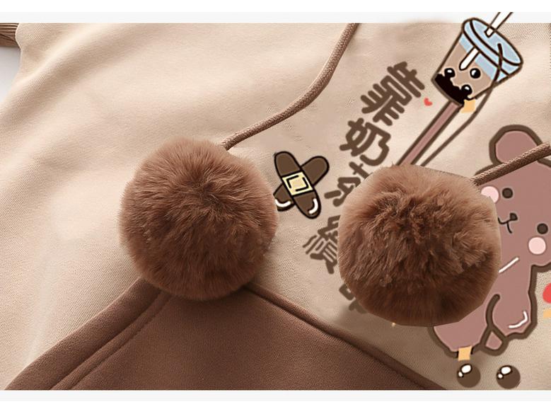 Podzimní/Zimní Sametová Zesílená Dvoudílná Sada pro Dívky (Věk 12-15): Mikina a ležérní sportovní oblečení