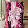 Pink and Black Leopard Print with Roses Theme blanket Lightweight Warm Flannel Blanket Decorative Throw Blanket for Home Decoration