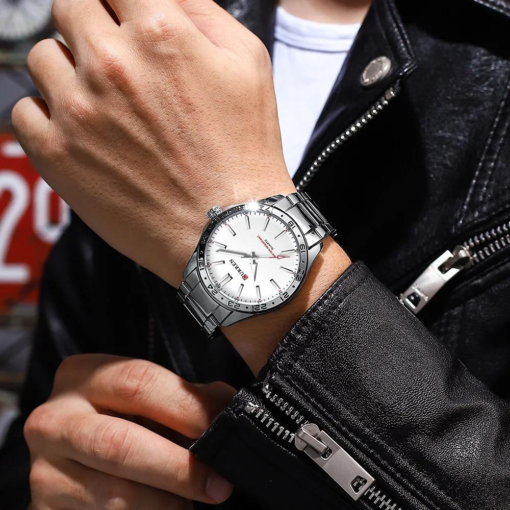 CURREN 8452 Casual Sport Simple Business Men's Watches Stainless Steel Band Wristwatch Quartz Clock with Luminous Pointers
