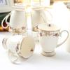 300ml Fine Bone China  Mugs with Handle, Floral Mugs with Gold Trim Porcelain Tea Mug Coffee Mugs,1pc