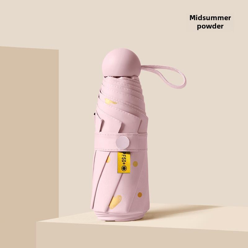 Umbrelă compactă de damă cu ștanțare aurie: Protecție UV, pliabil portabil, pentru soare și ploaie