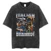 Italian Brainrot Chimpanzini Bananini Vintage Washed T-shirts Banana Monkey Funny Meme T-shirt Casual Geek T Shirts Unisex