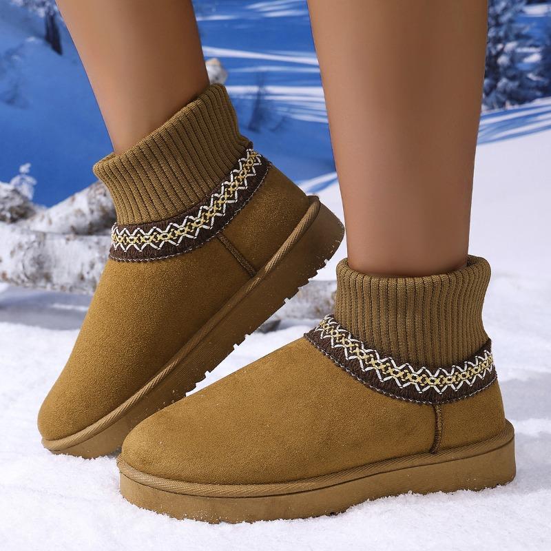 Fleece short boots for women's autumn and winter new thick-soled snow boots keep warm and pedal casual cotton shoes for women