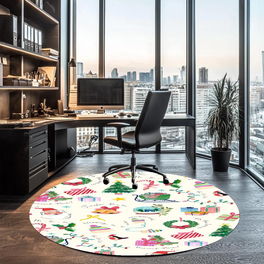 Christmas Printed Round Rug Carpet Chair Rug Area Rug Entryway Doormats,for Office Chair Living Room Bedroom Kitchen Room.